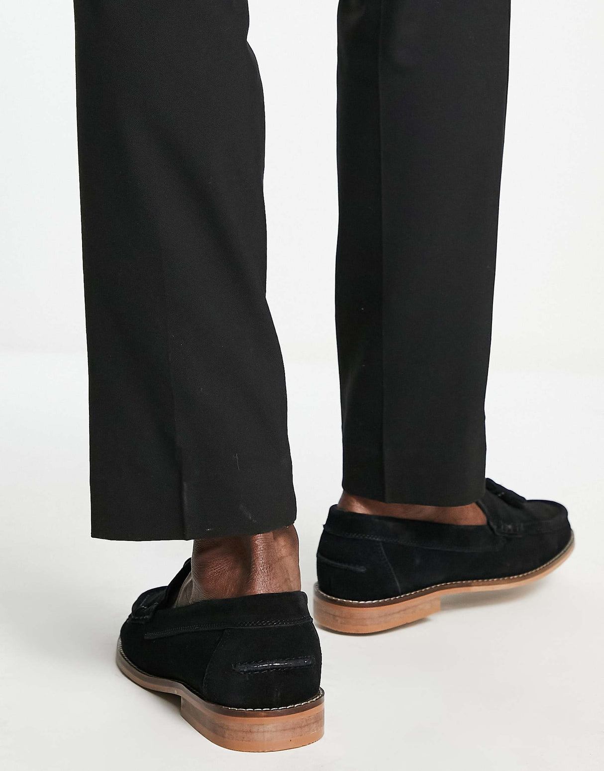 Asos Design Tassel Loafers In Black Suede With Natural Sole