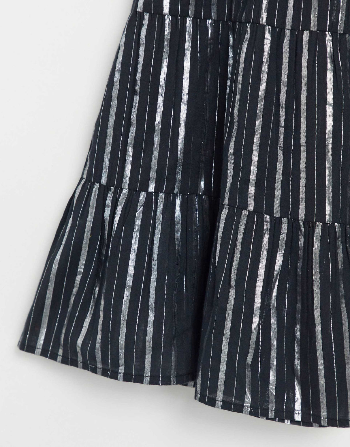 Asos Design Tiered Mini Sundress In Metallic Stripe In Black
