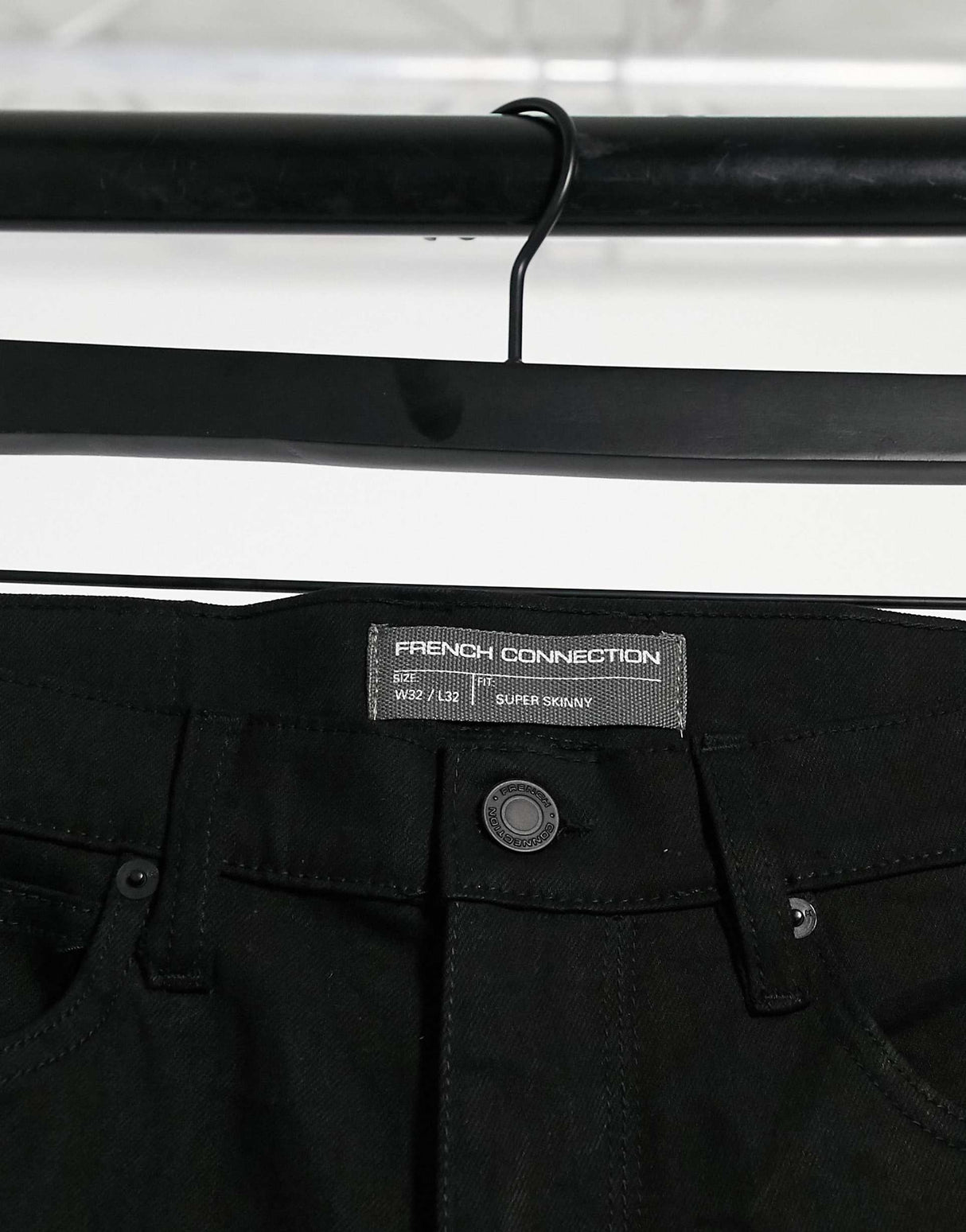 French Connection Super Skinny Stretch Jeans In Black