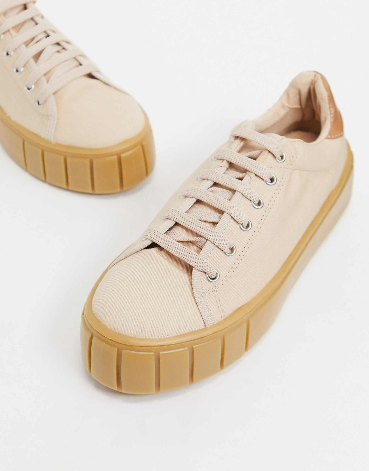 Asos Design Drummer Chunky Lace Up Trainers In Beige