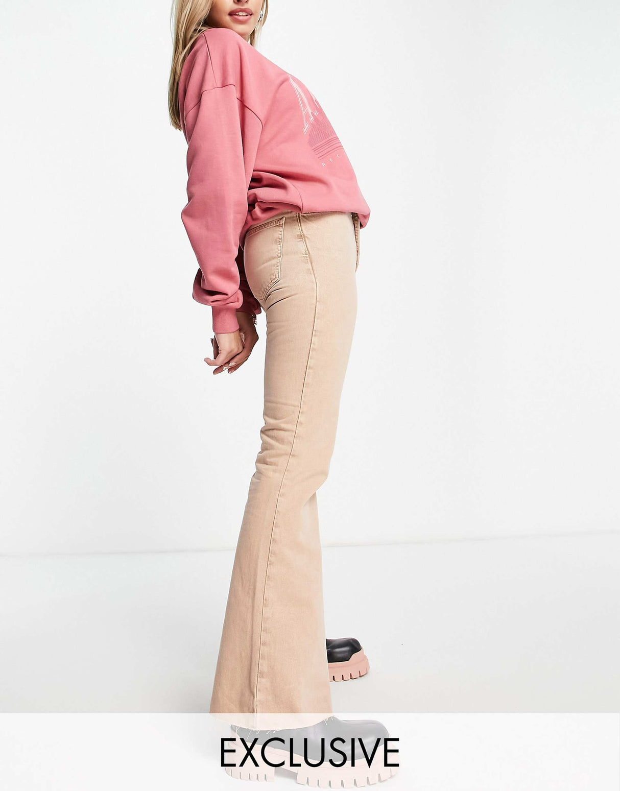 Reclaimed Vintage Inspired '99 Flare Jean In Washed Sand