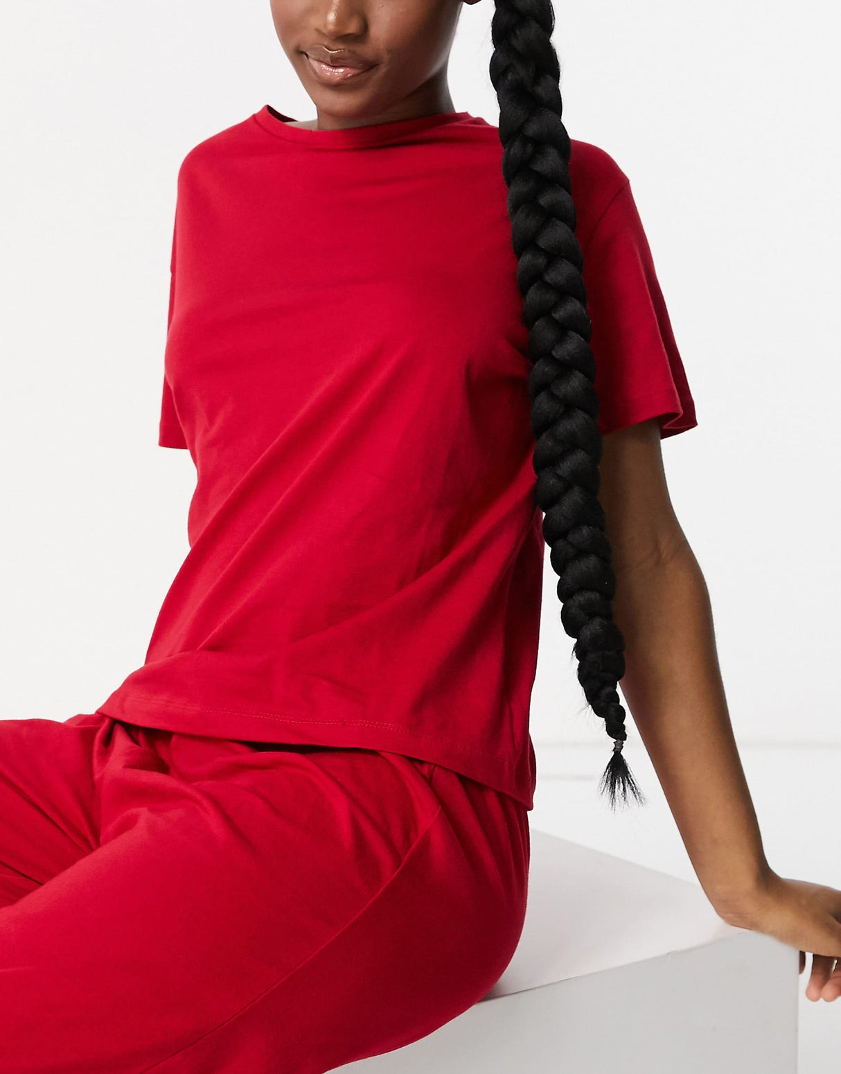 Asos Design Mix & Match Jersey Pyjama Tee In Red