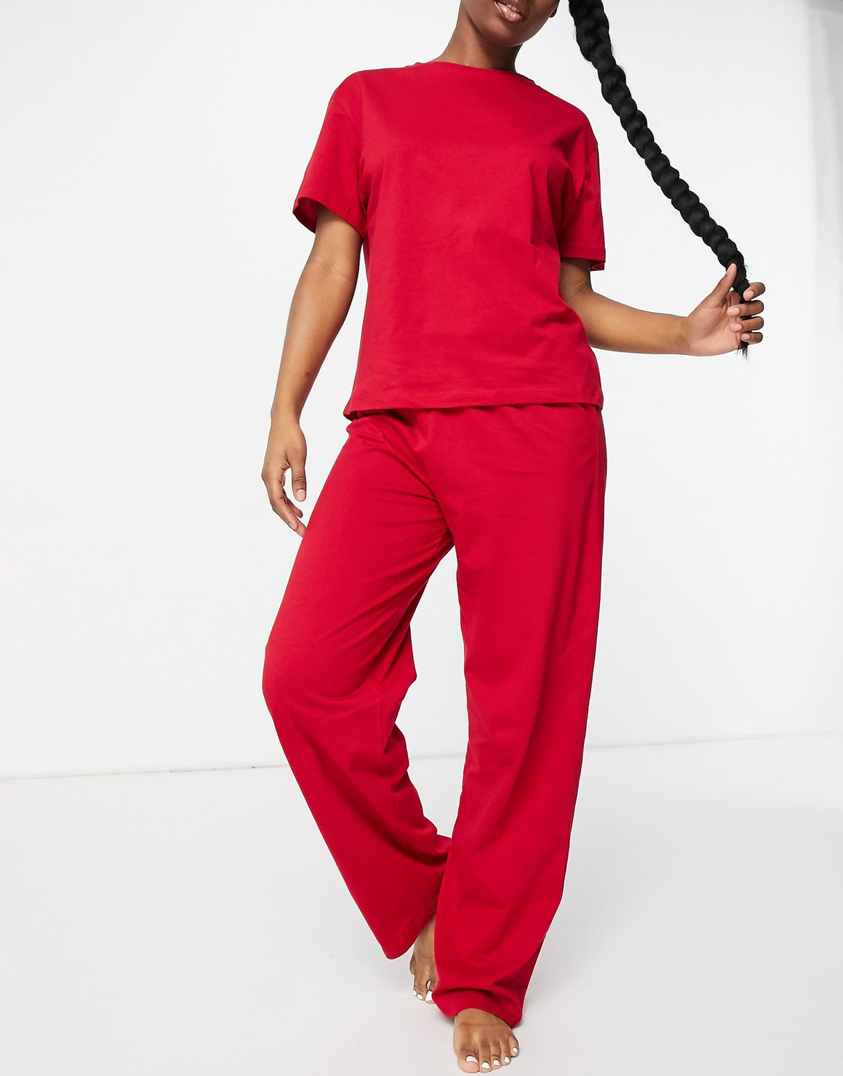 Asos Design Mix & Match Jersey Pyjama Tee In Red