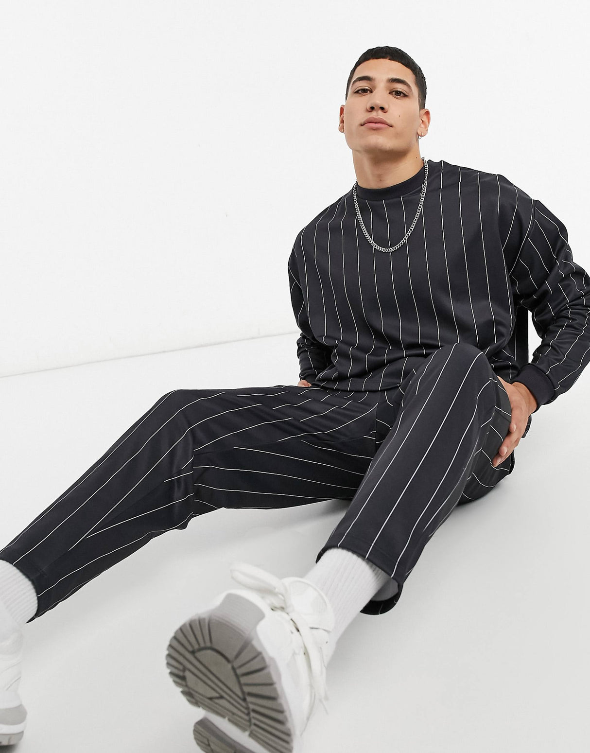 Asos Design Co-Ord Smart Tapered Joggers In Stripe