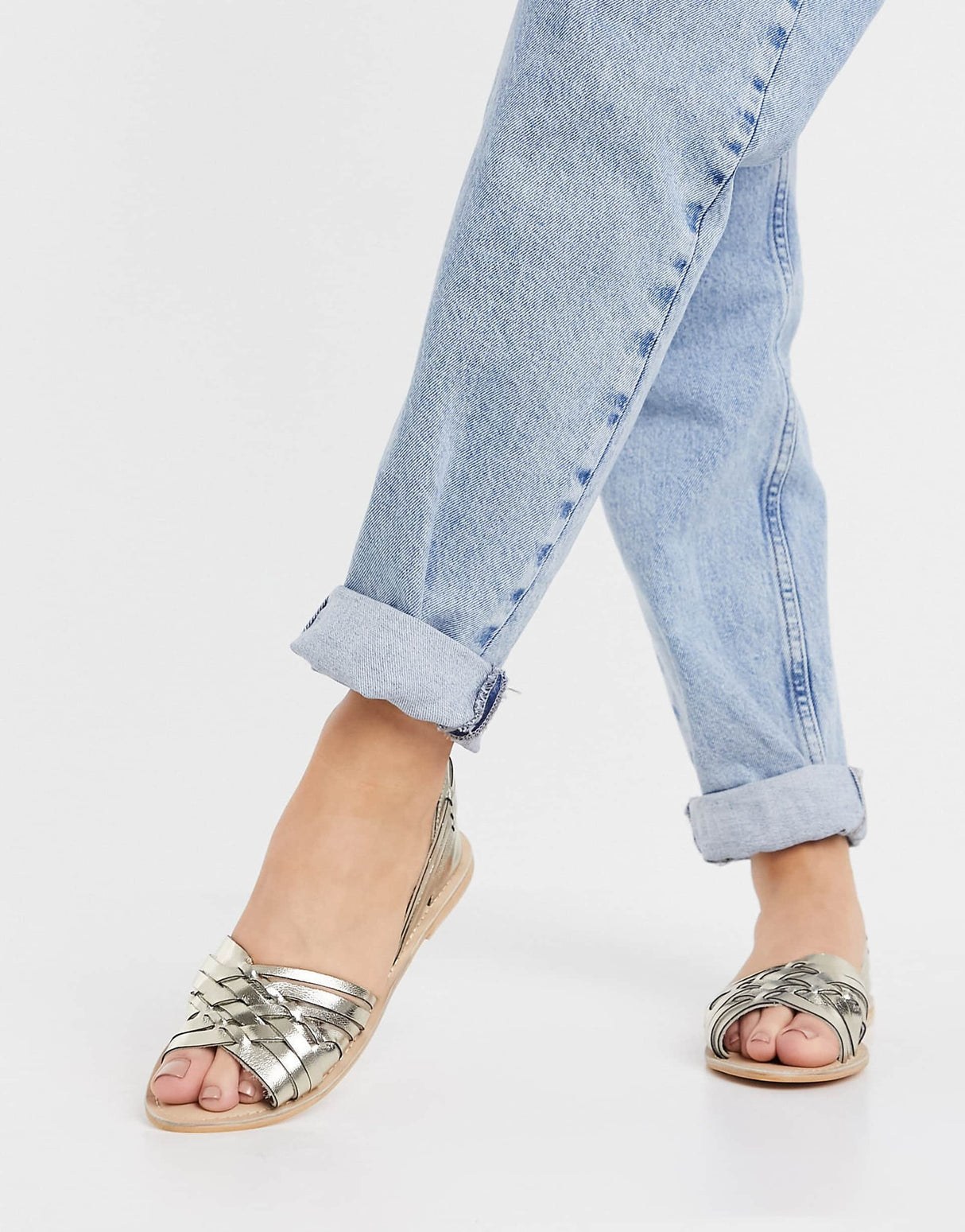 Oasis Real Leather Crisscross Sandals In Gold