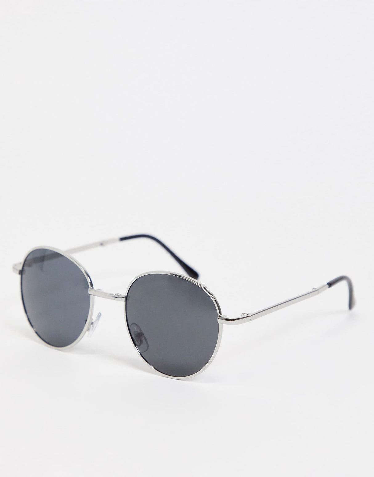 South Beach Minimal Aviator Foldable Sunglasses In Silver With Black Smoke Lens