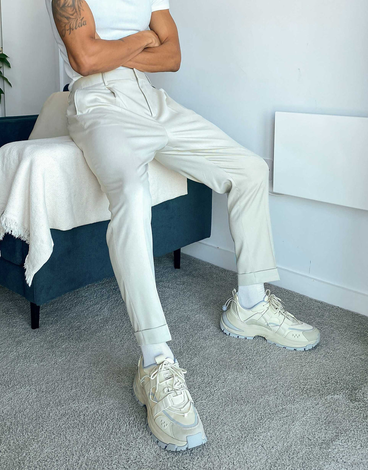 Asos Design Tapered Smart Trousers In White