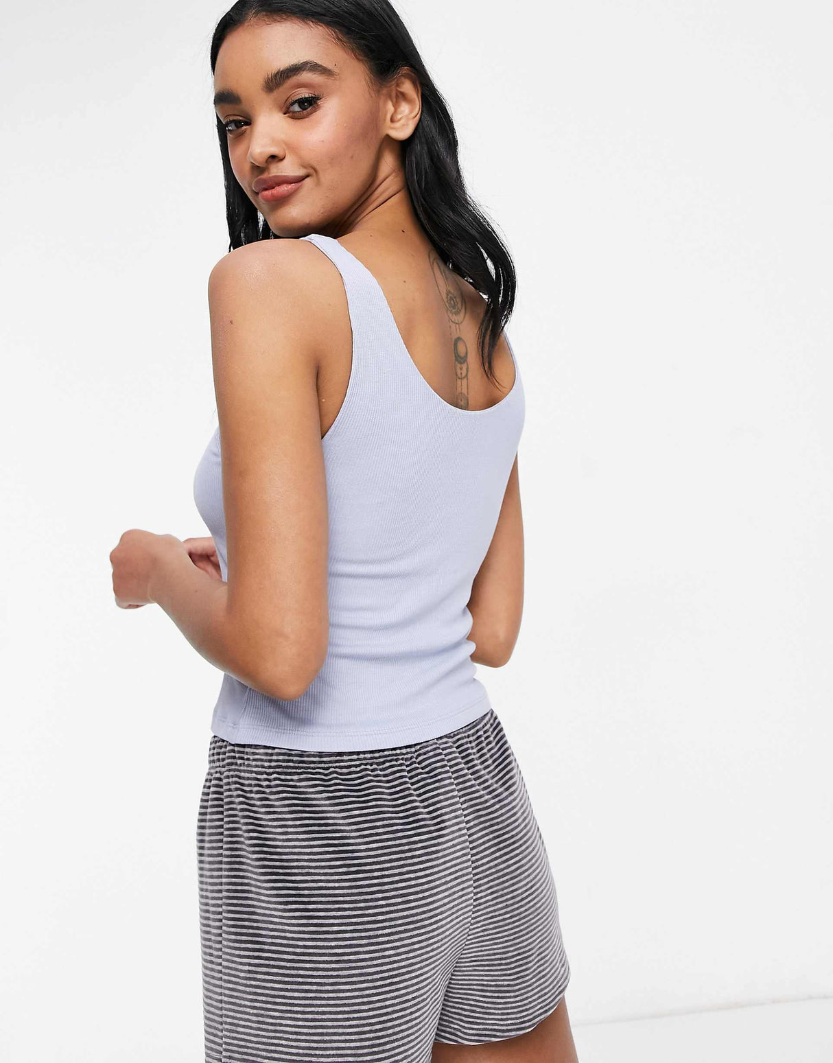 Asos Design Fuller Bust Mix & Match Soft Rib Pyjama Vest With Extra Support In Blue