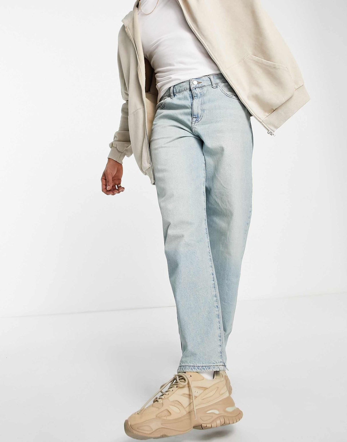 Asos Design Baggy Jeans In Tinted Light Wash Blue