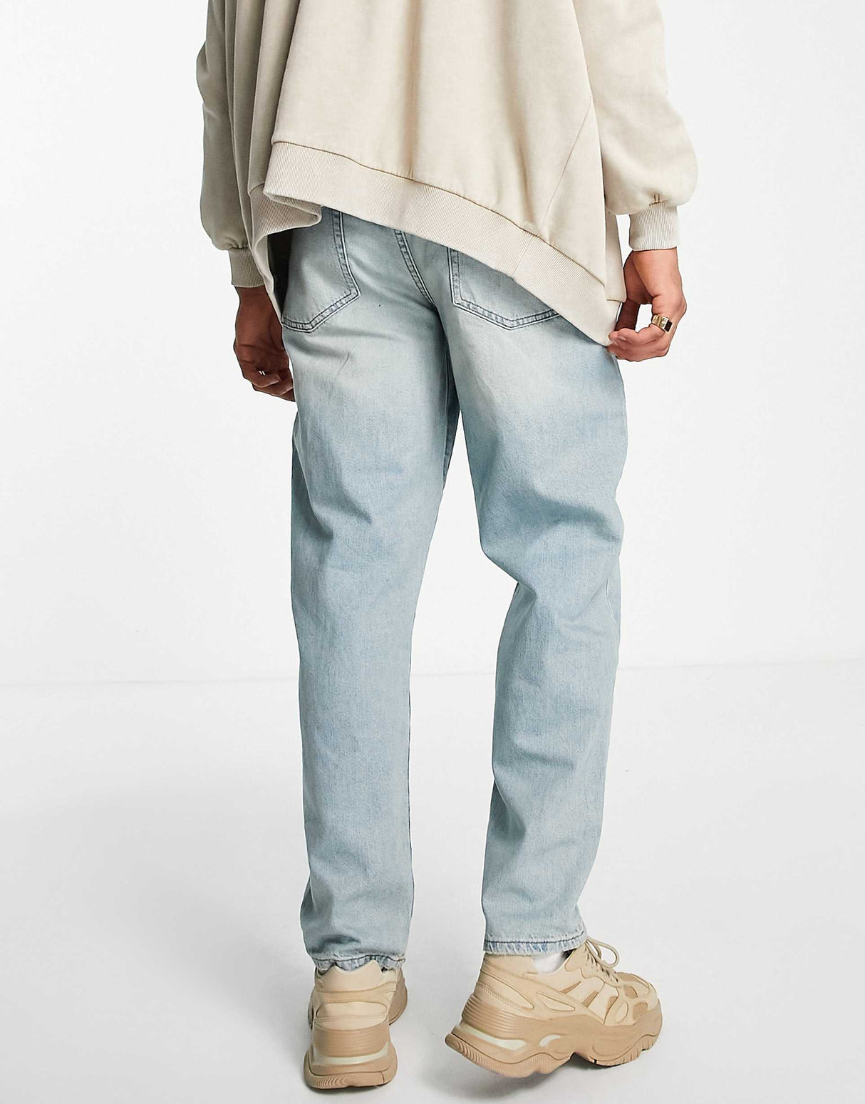 Asos Design Baggy Jeans In Tinted Light Wash Blue