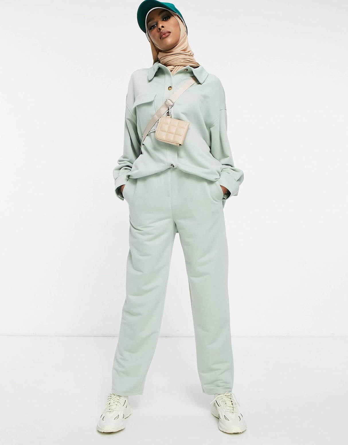 Asos Design Jersey Wfh Sweat Suit Jogger In Jade Green