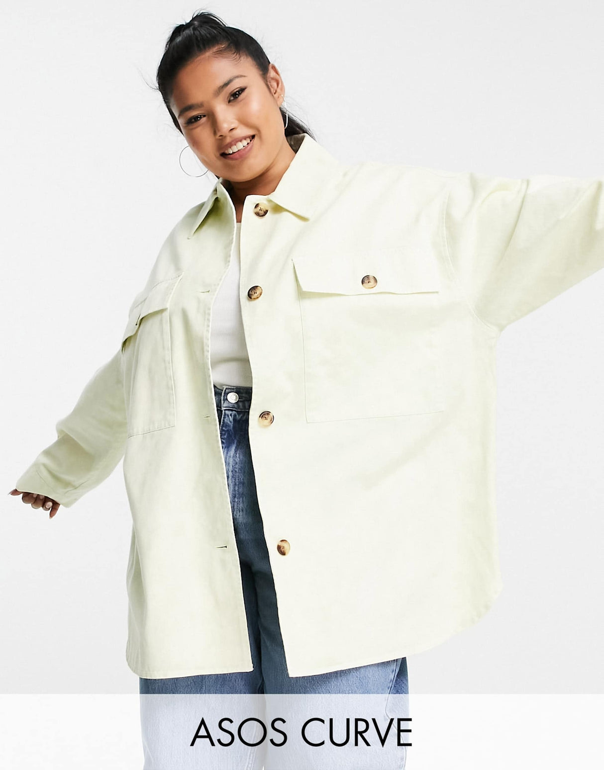 Asos Design Curve Tie Dye Shacket In Yellow