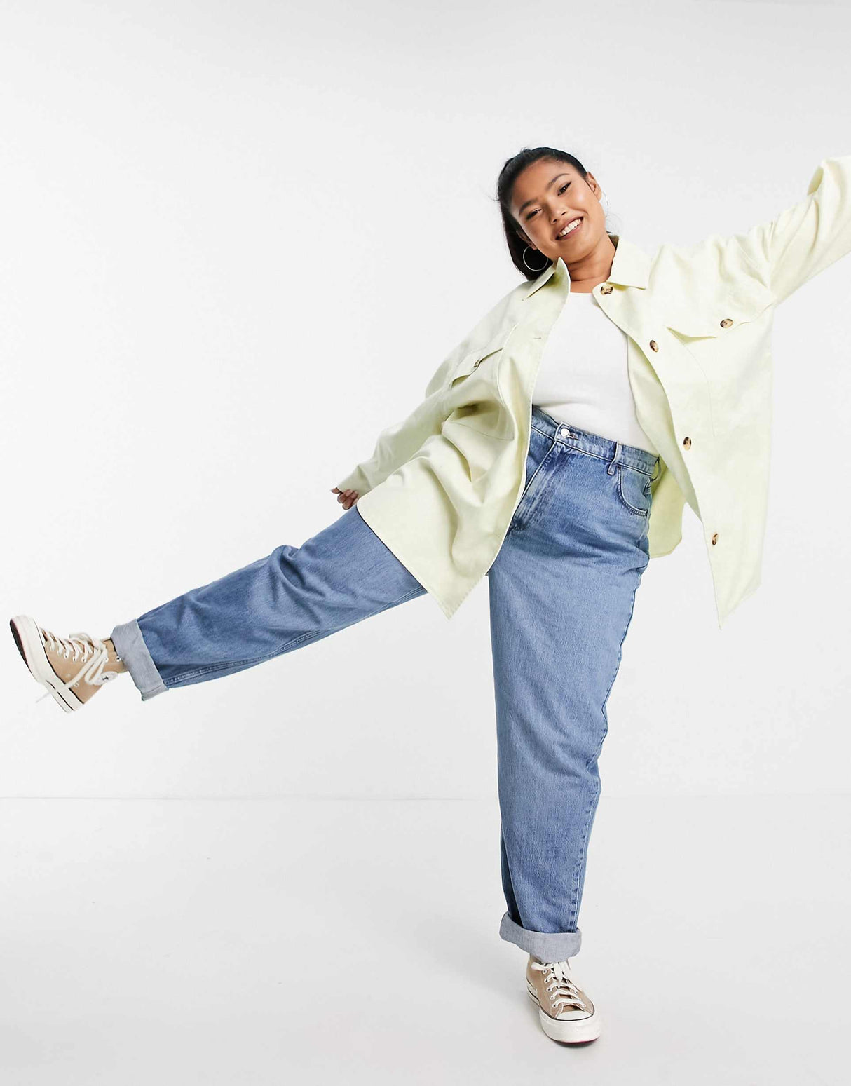 Asos Design Curve Tie Dye Shacket In Yellow