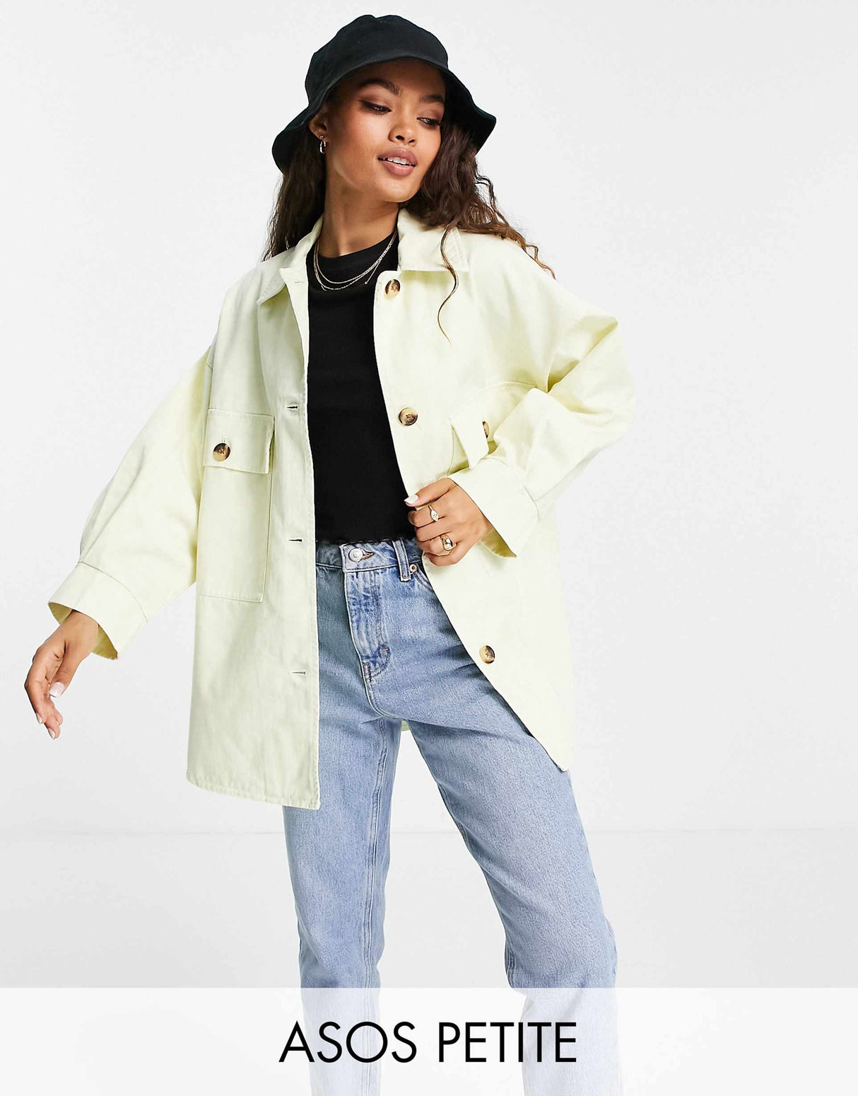 Asos Design Petite Tie Dye Shacket In Yellow