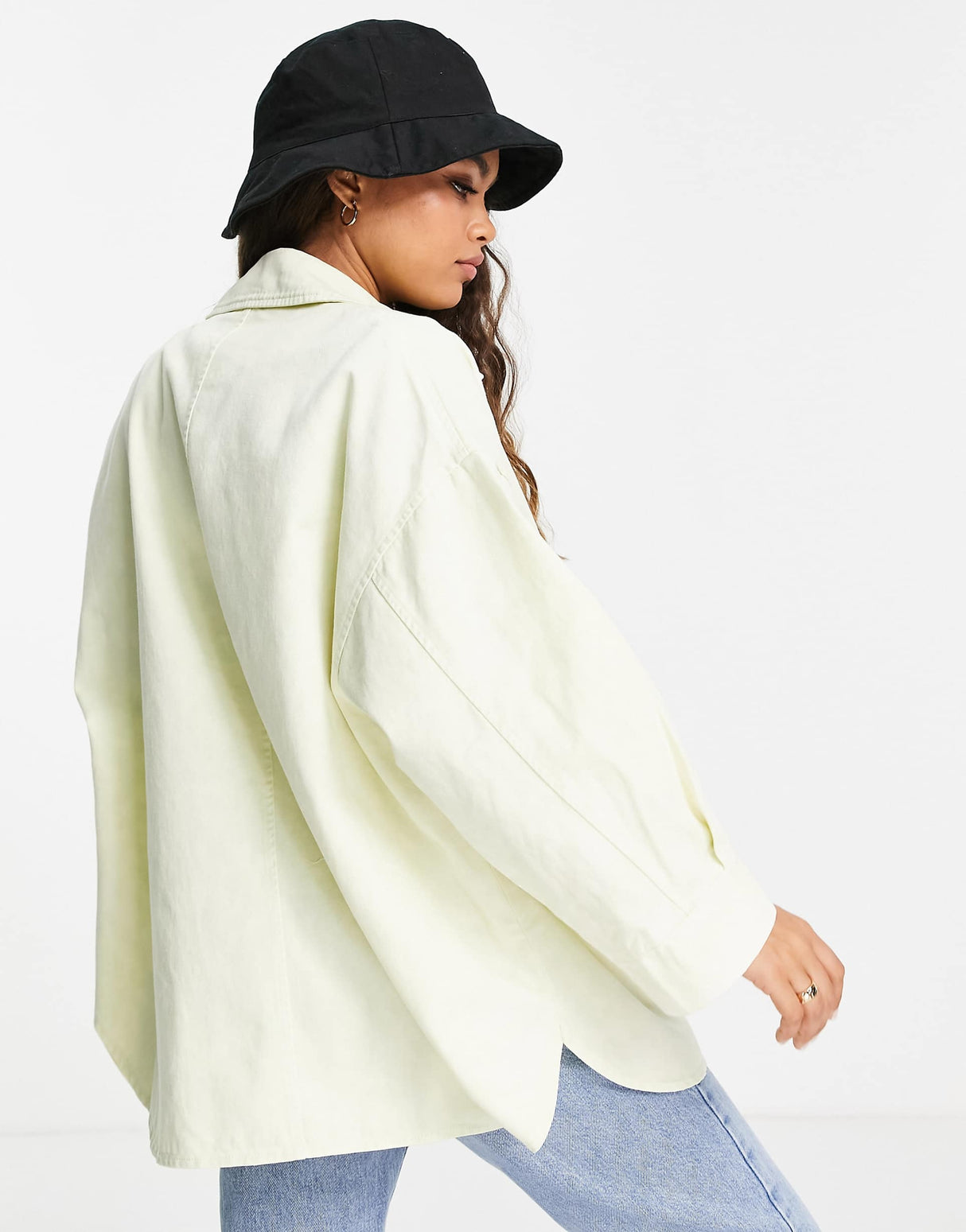 Asos Design Petite Tie Dye Shacket In Yellow