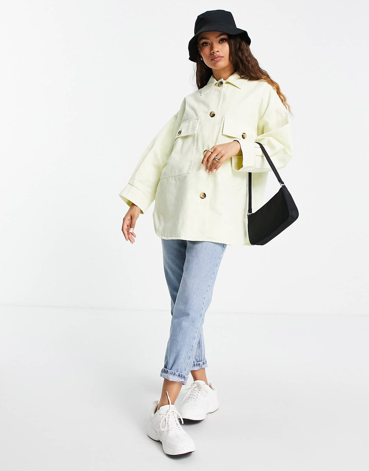 Asos Design Petite Tie Dye Shacket In Yellow