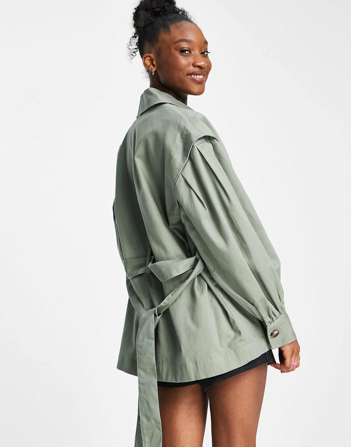 Asos Design Sleeve Detail Jacket In Khaki