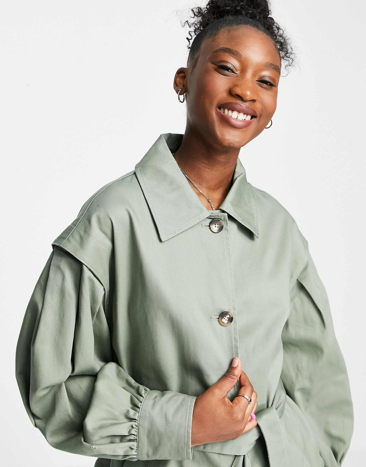 Asos Design Sleeve Detail Jacket In Khaki