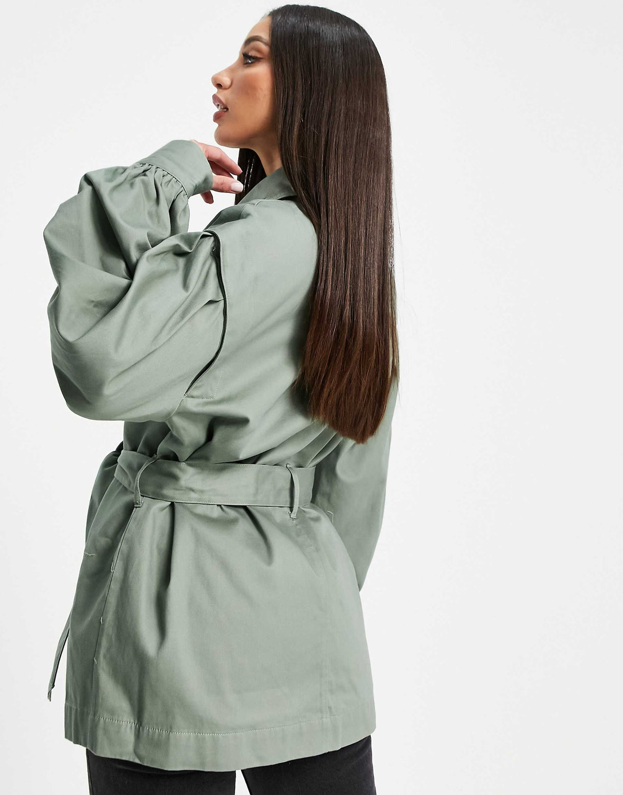 Asos Design Tall Sleeve Detail Jacket In Khaki
