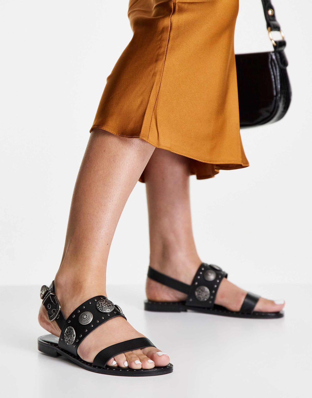 Replay 2 Strap Sandals With Coin Details In Black
