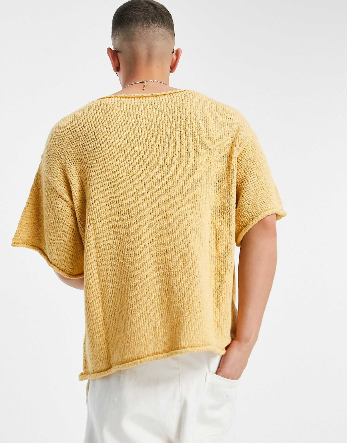 Asos Design Oversized Textured T-Shirt In Off Pale Yellow