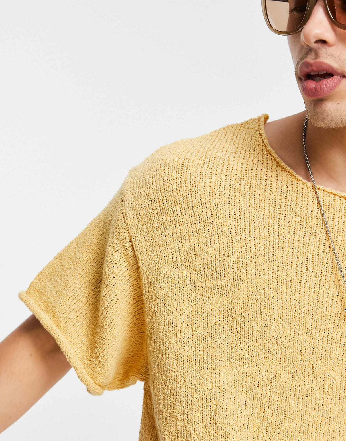 Asos Design Oversized Textured T-Shirt In Off Pale Yellow