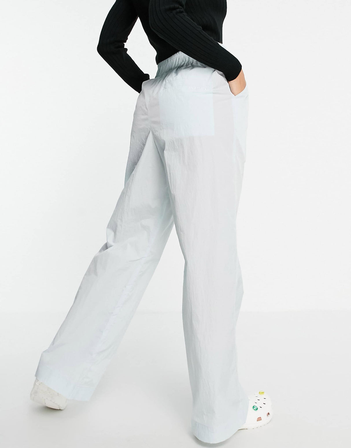 Collusion Crinkle Nylon Joggers In Ice Blue
