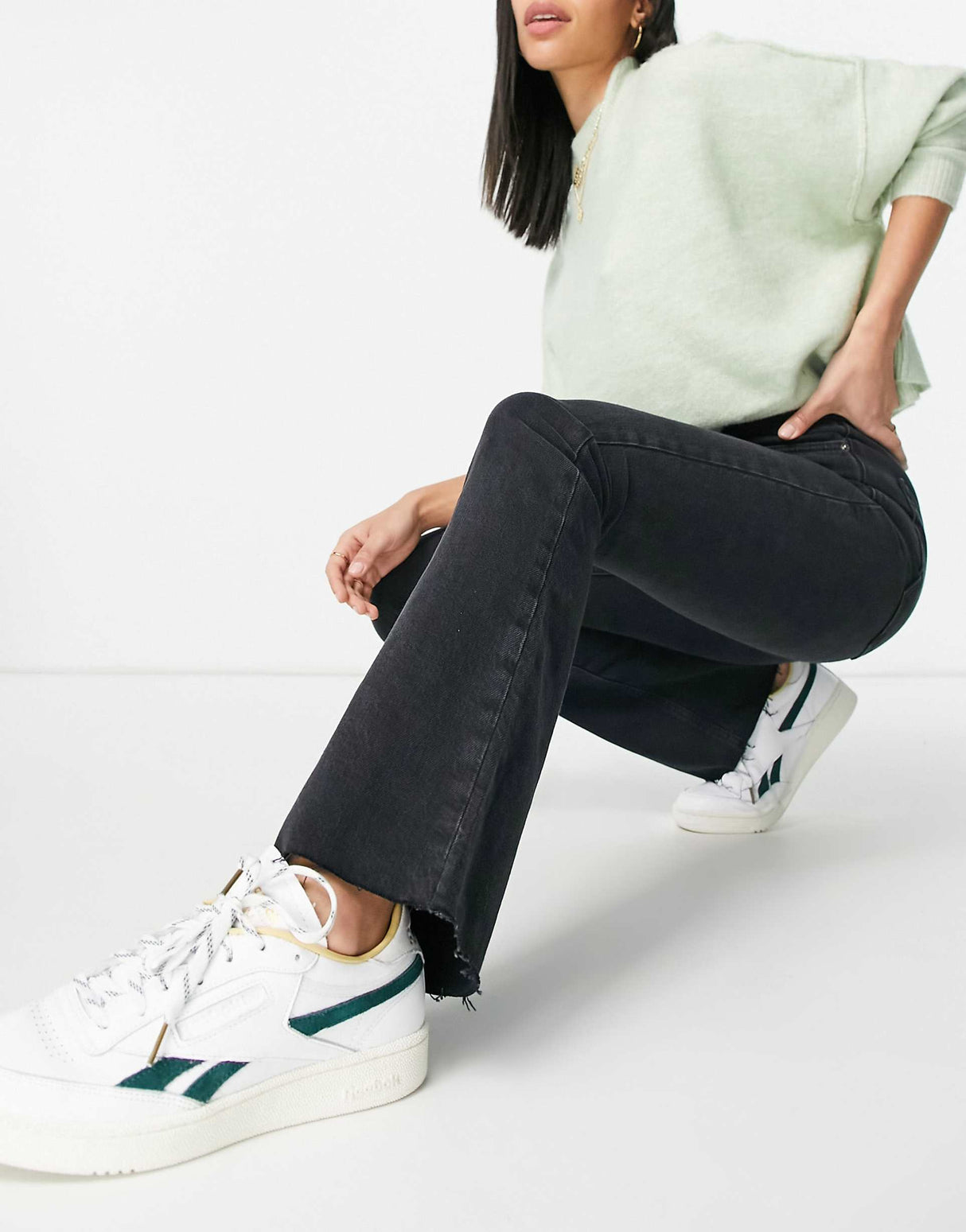 Asos Design High Rise '70'S' Stretch Flare Jeans In Washed Black