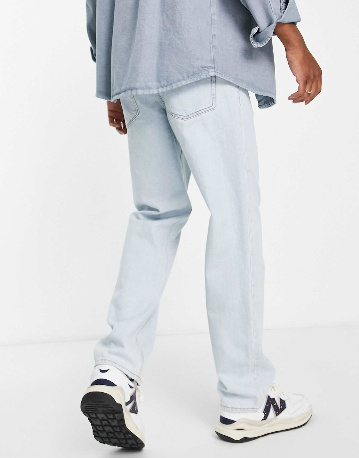Asos Design Wide Straight Leg Jeans In Pale Blue