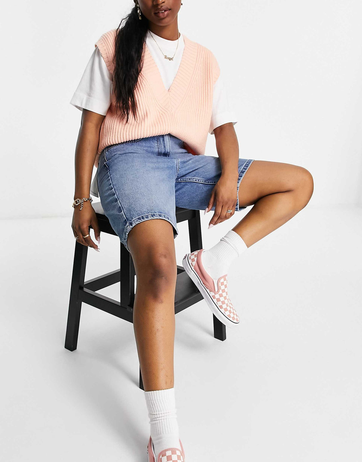 Collusion 90S Baggy Dad Shorts In Blue Cotton