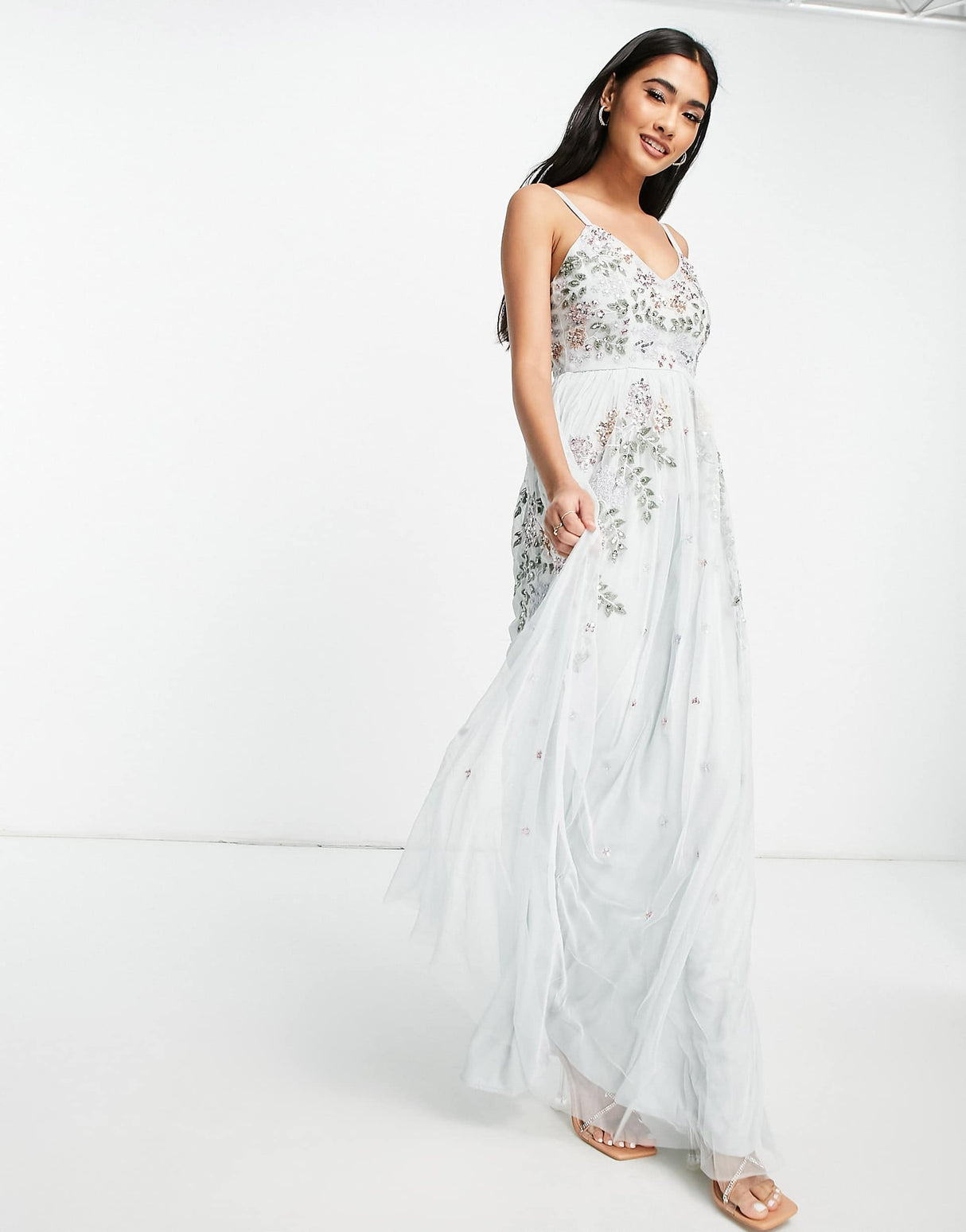 Maya Embellished Maxi Dress In Ice Blue