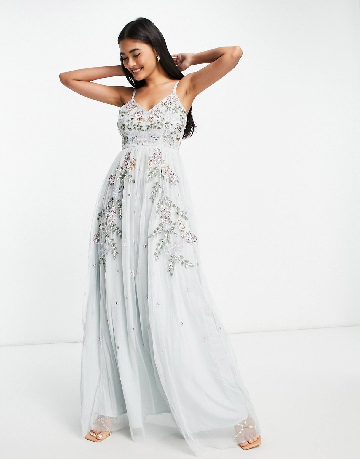 Maya Embellished Maxi Dress In Ice Blue