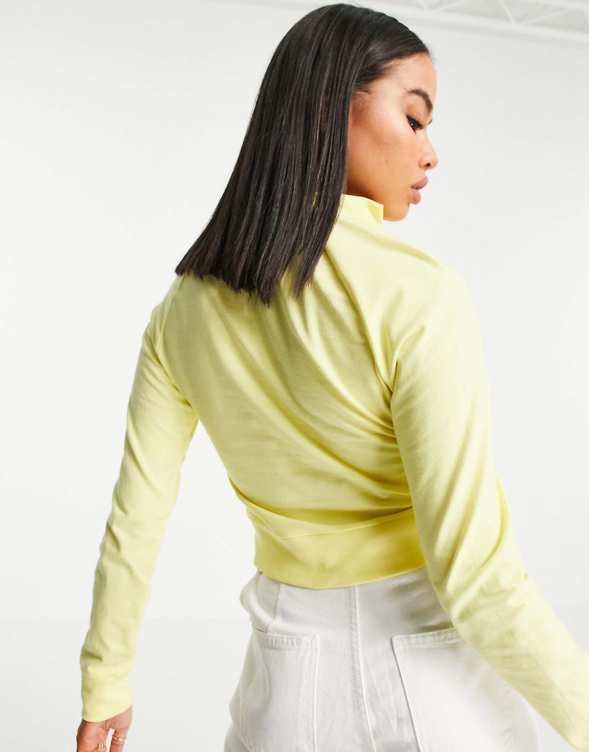 Asos Design Cropped Zip Through Track Top In Yellow
