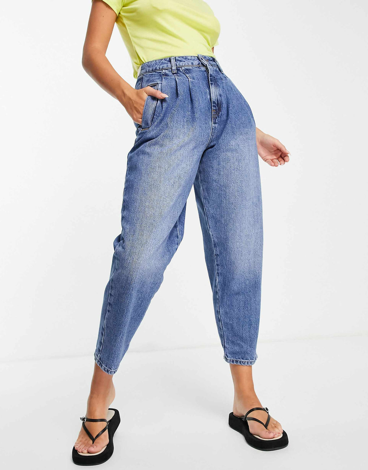 Whistles Authentic Pleat Front Jeans In Dark Blue