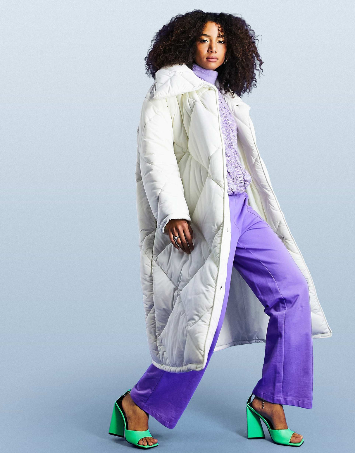 Asos Design Oversized Hero Quilted Maxi Coat In Cream