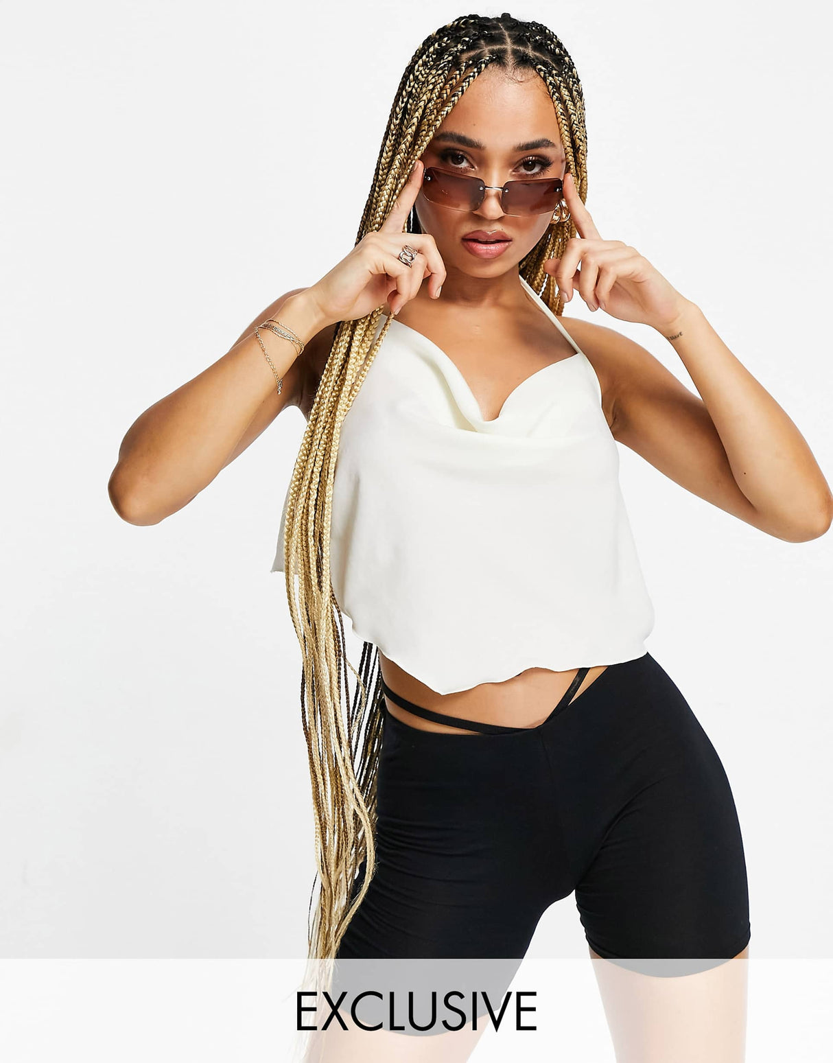 Asyou Scarf Tie Back Cami Top In Ecru