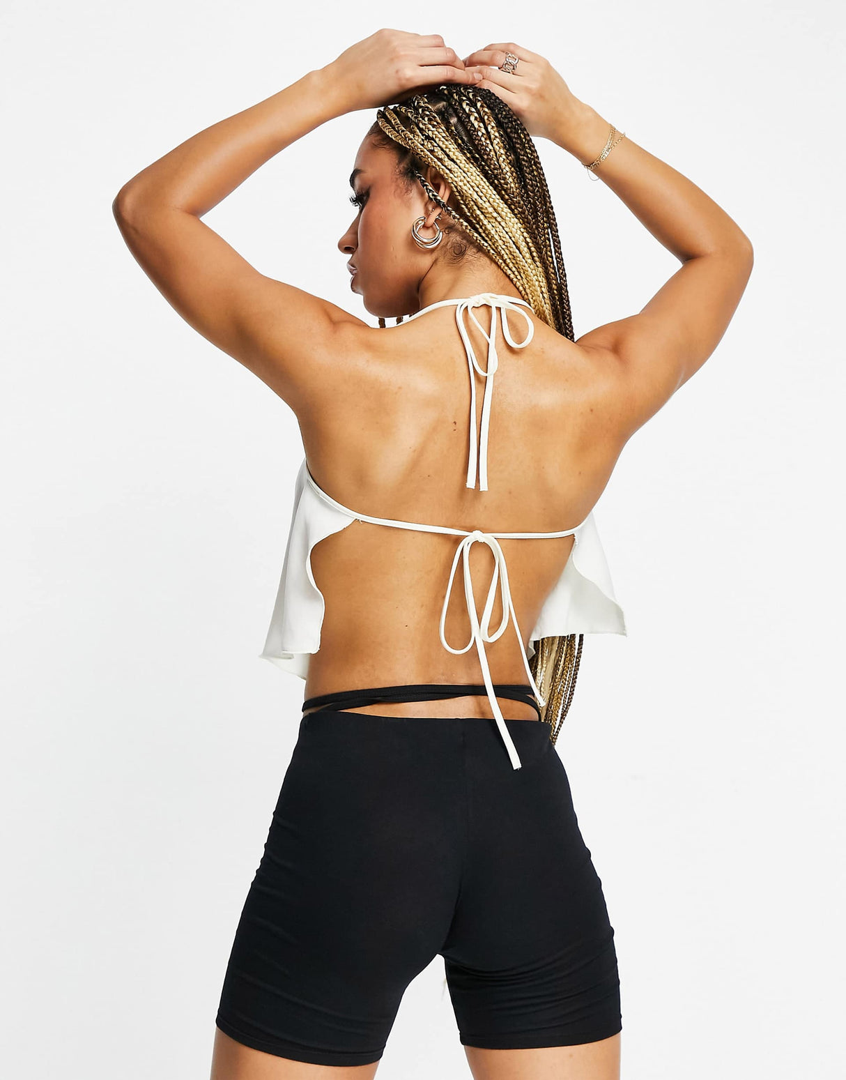 Asyou Scarf Tie Back Cami Top In Ecru
