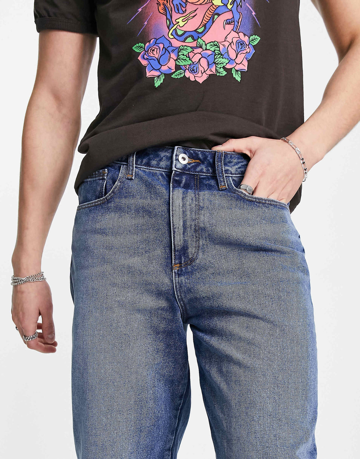 Collusion X000 Unisex 90S Straight Leg Jean In Mid Wash Blue