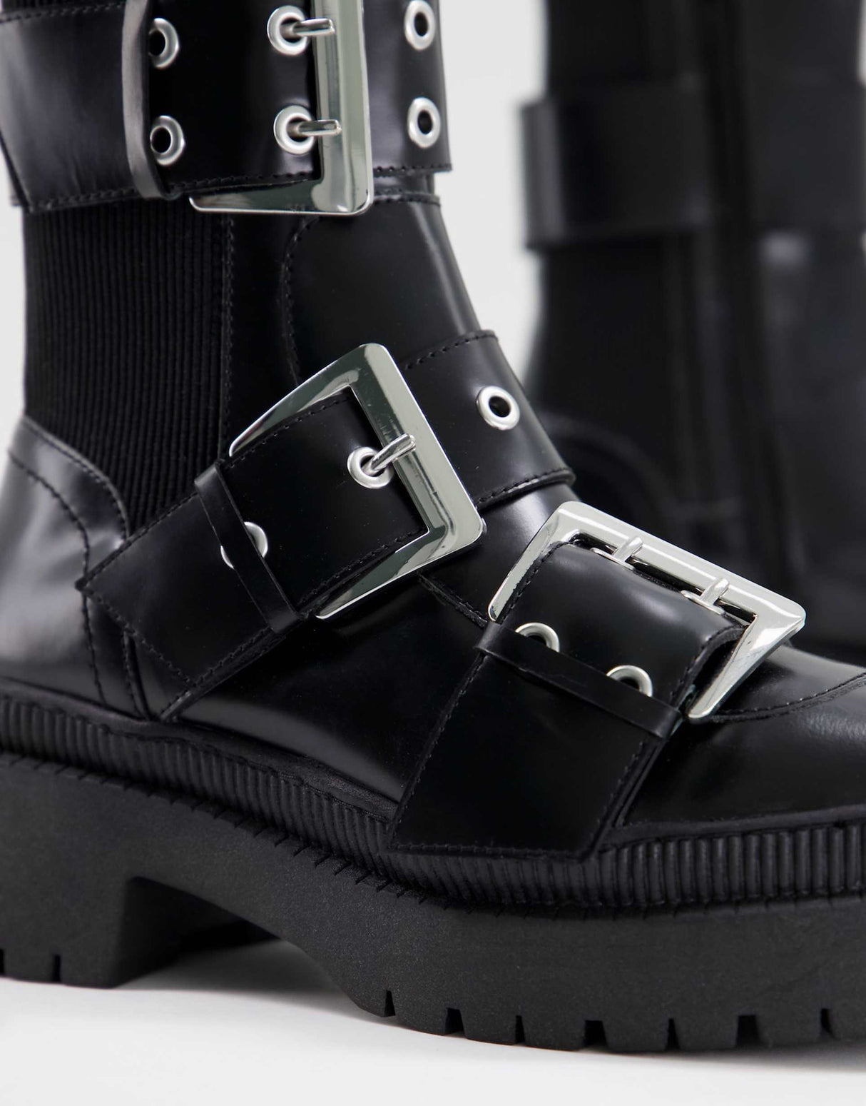 Asos Design Angela Premium Leather Biker Boots In Black