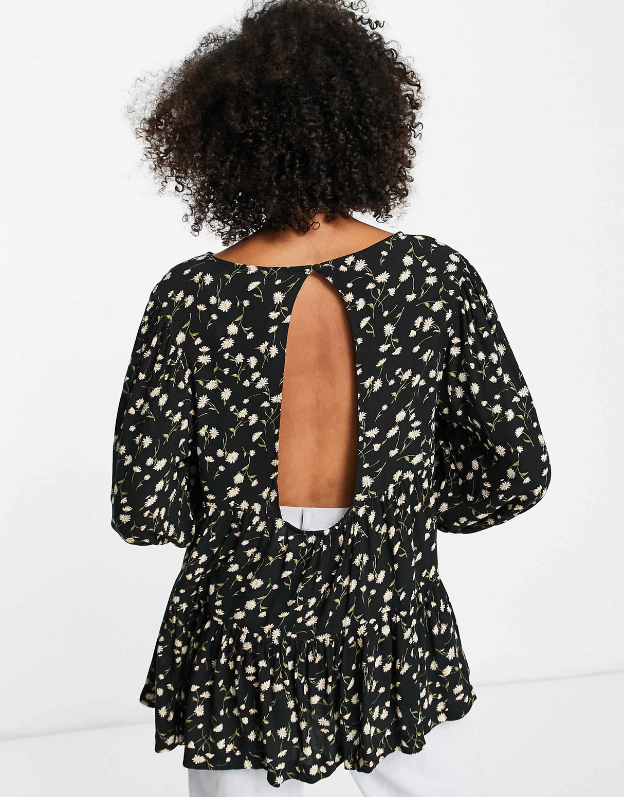 American Eagle Printed Floral Tunic In Black