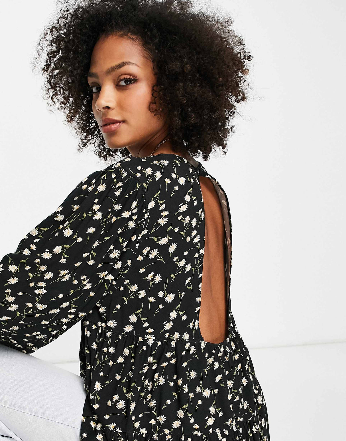 American Eagle Printed Floral Tunic In Black