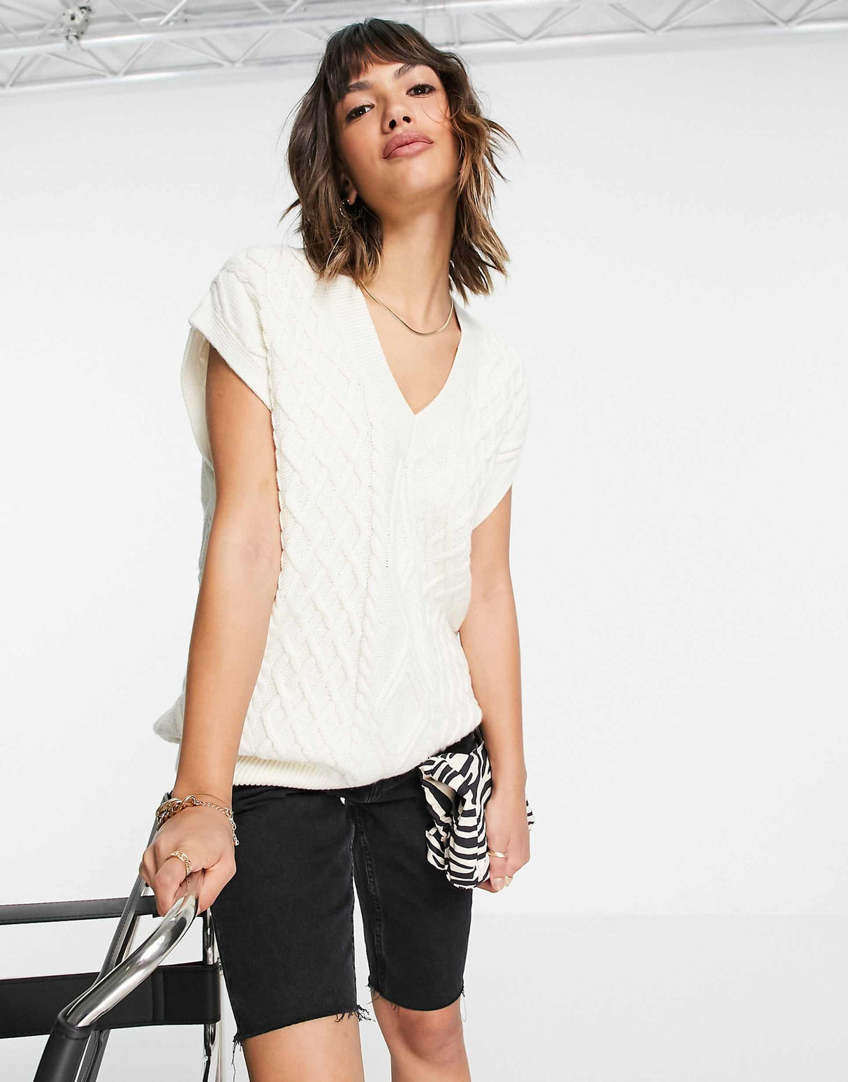 & Other Stories Knitted Vest In Off White