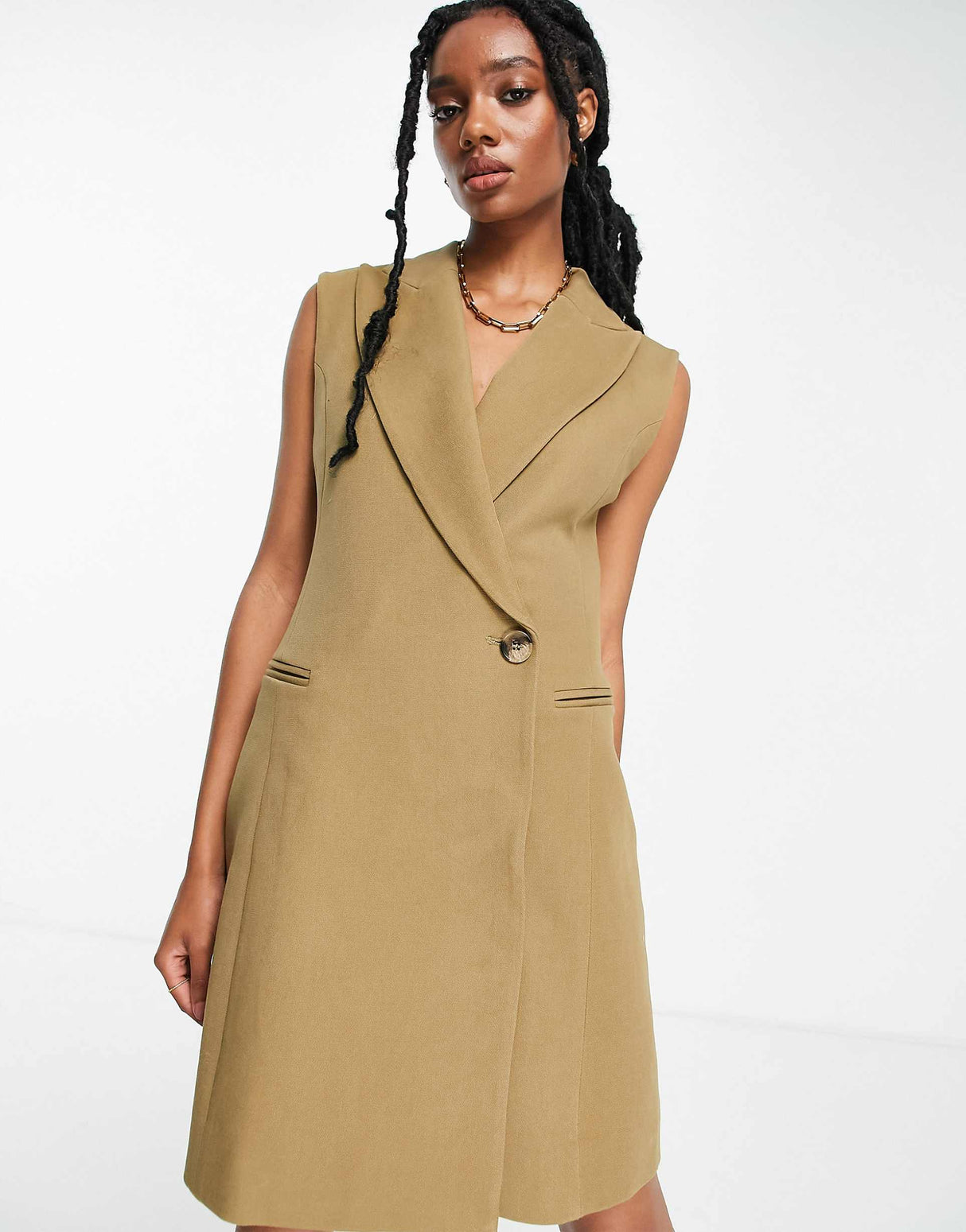 & Other Stories Sleeveless Blazer Dress In Beige