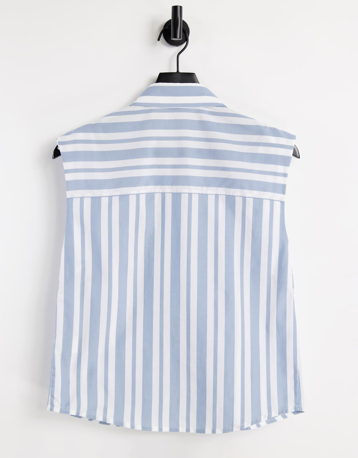 & Other Stories Cotton Sleeveless Shirt With Shoulder Pads In Blue Stripe