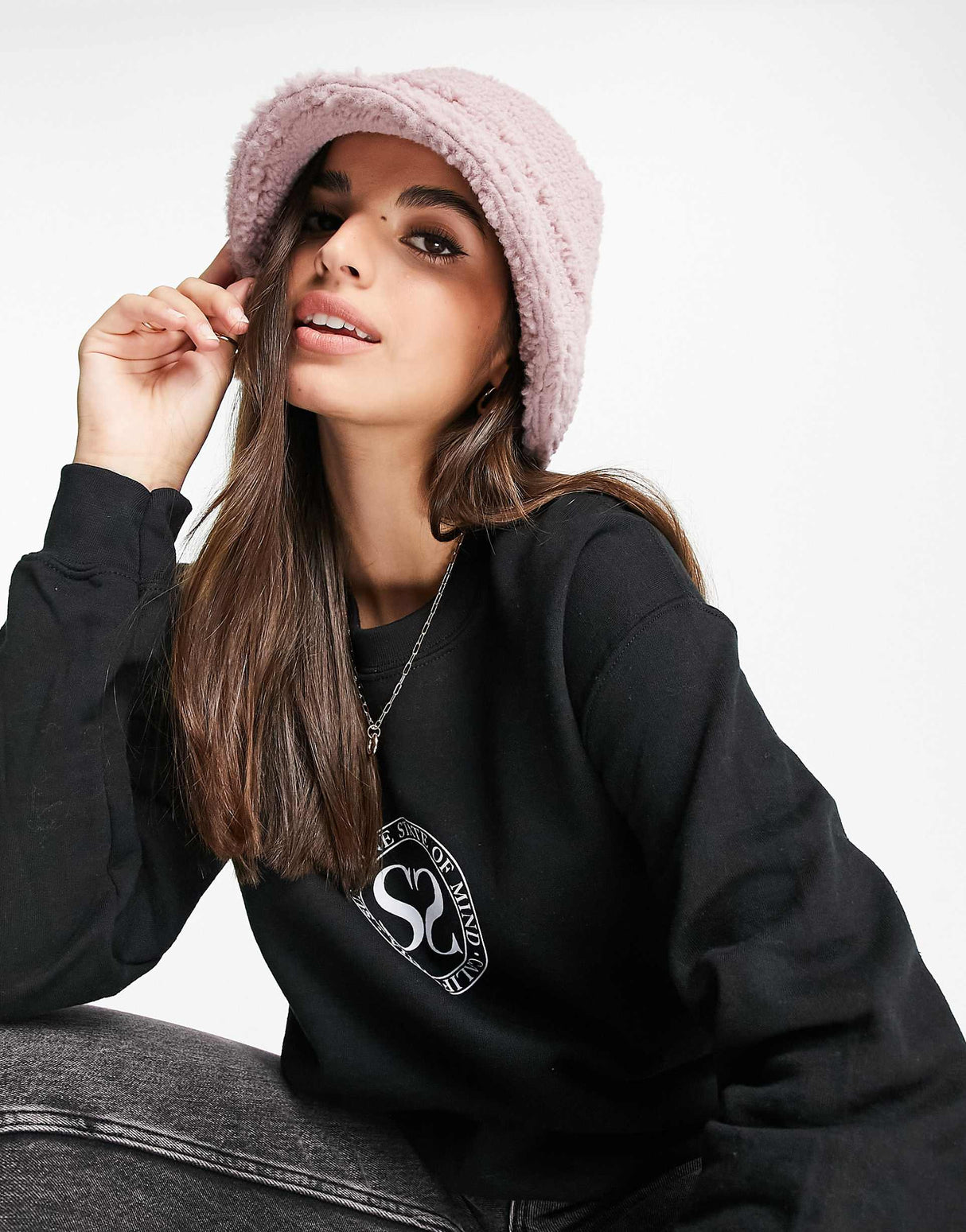Asos Design Borg Bucket Hat In Lilac