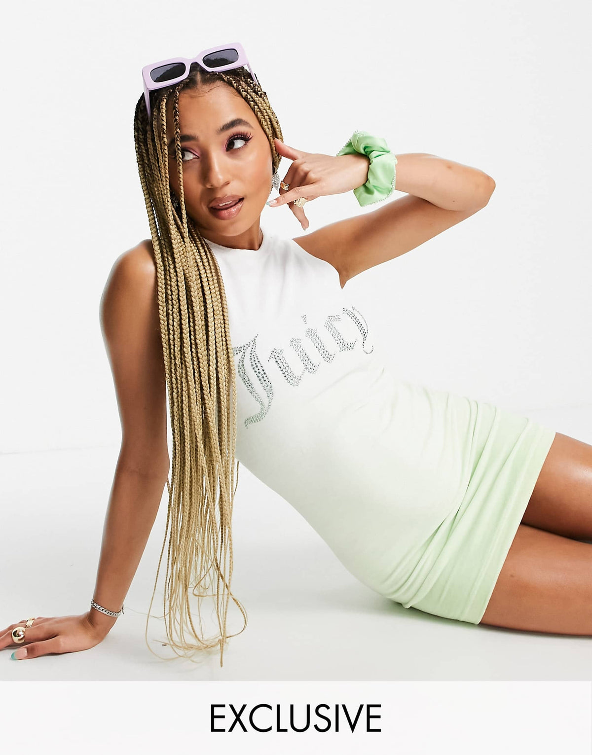 Juicy Couture X Asos Ombre Mini Dress In Towelling In Mint Green