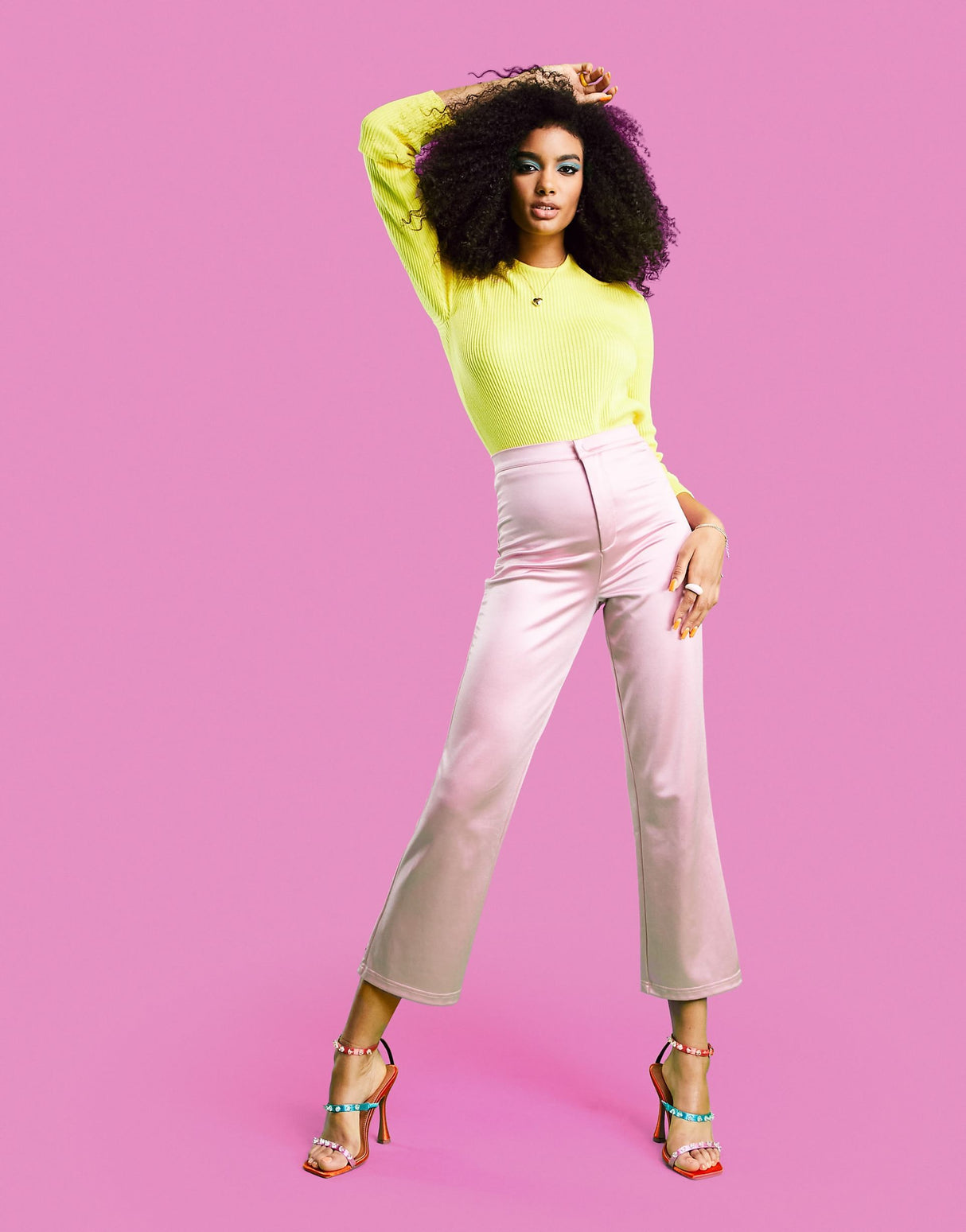 Asos Design Contrast Tie Waist Flare In Khaki