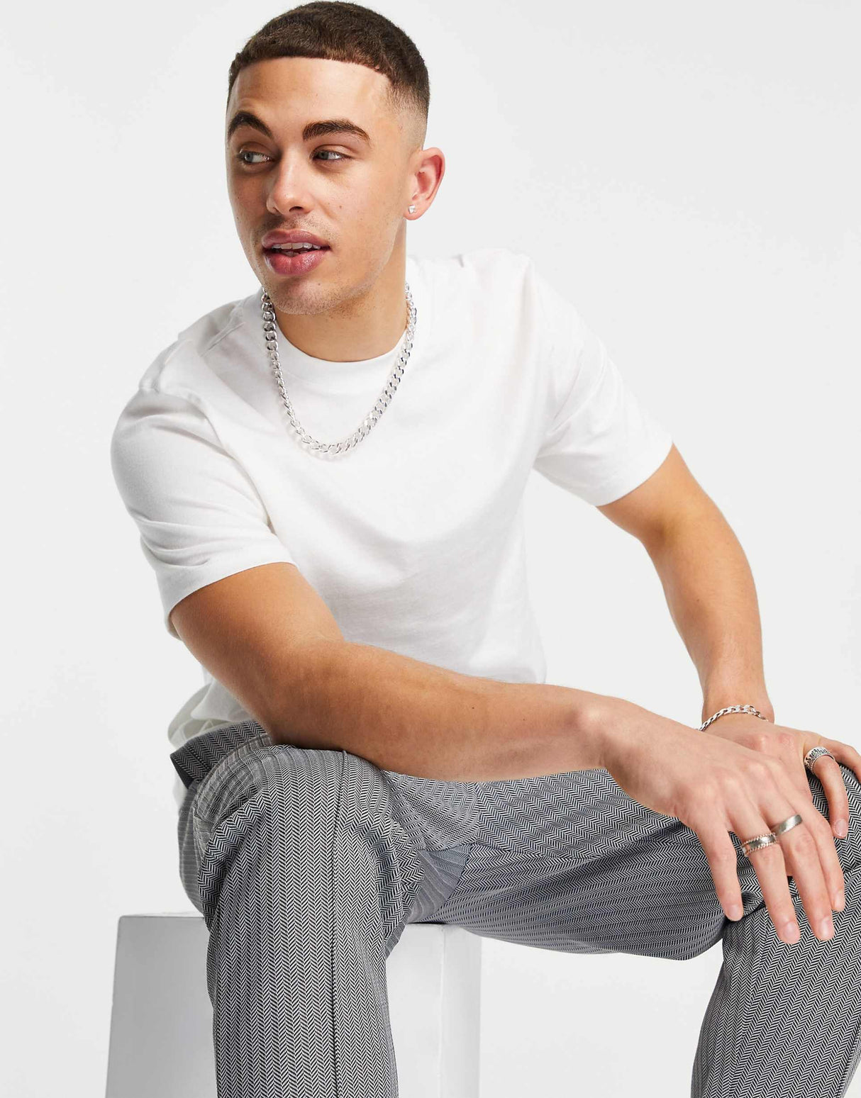River Island Herringbone Jogger And T-Shirt Set