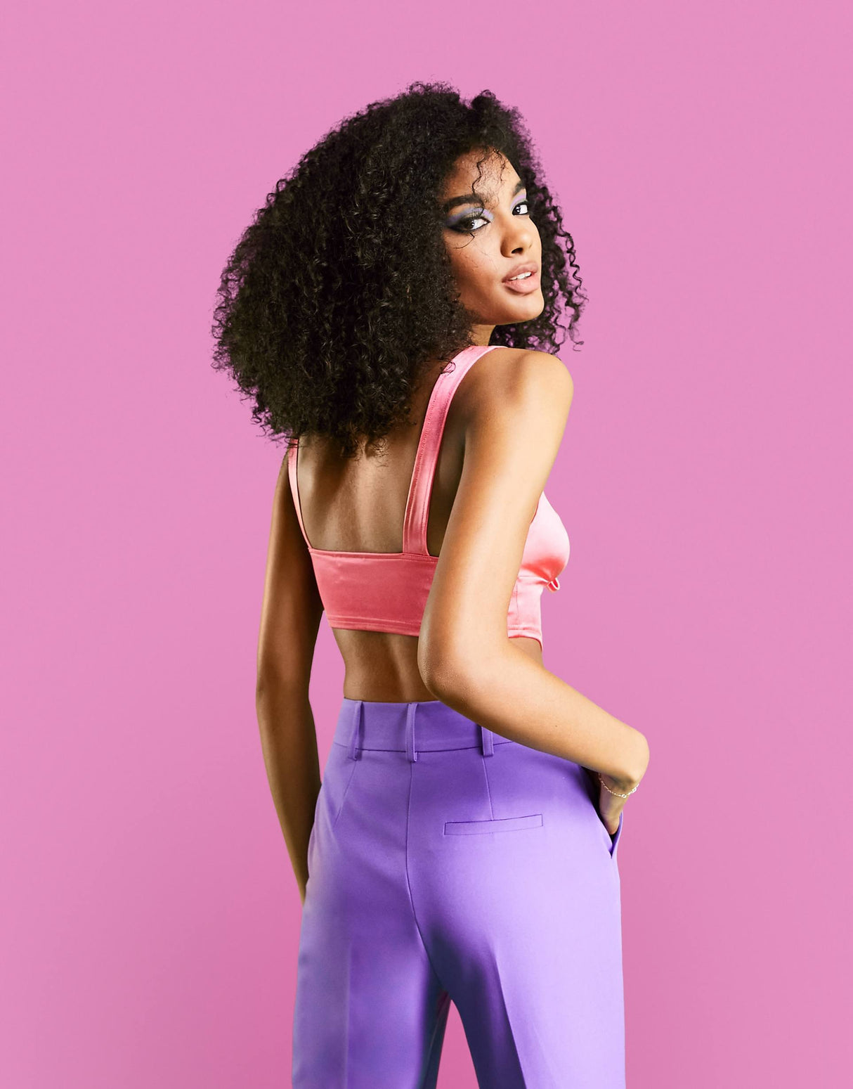 Asos Design Satin Corset With Tie Detail In Pink