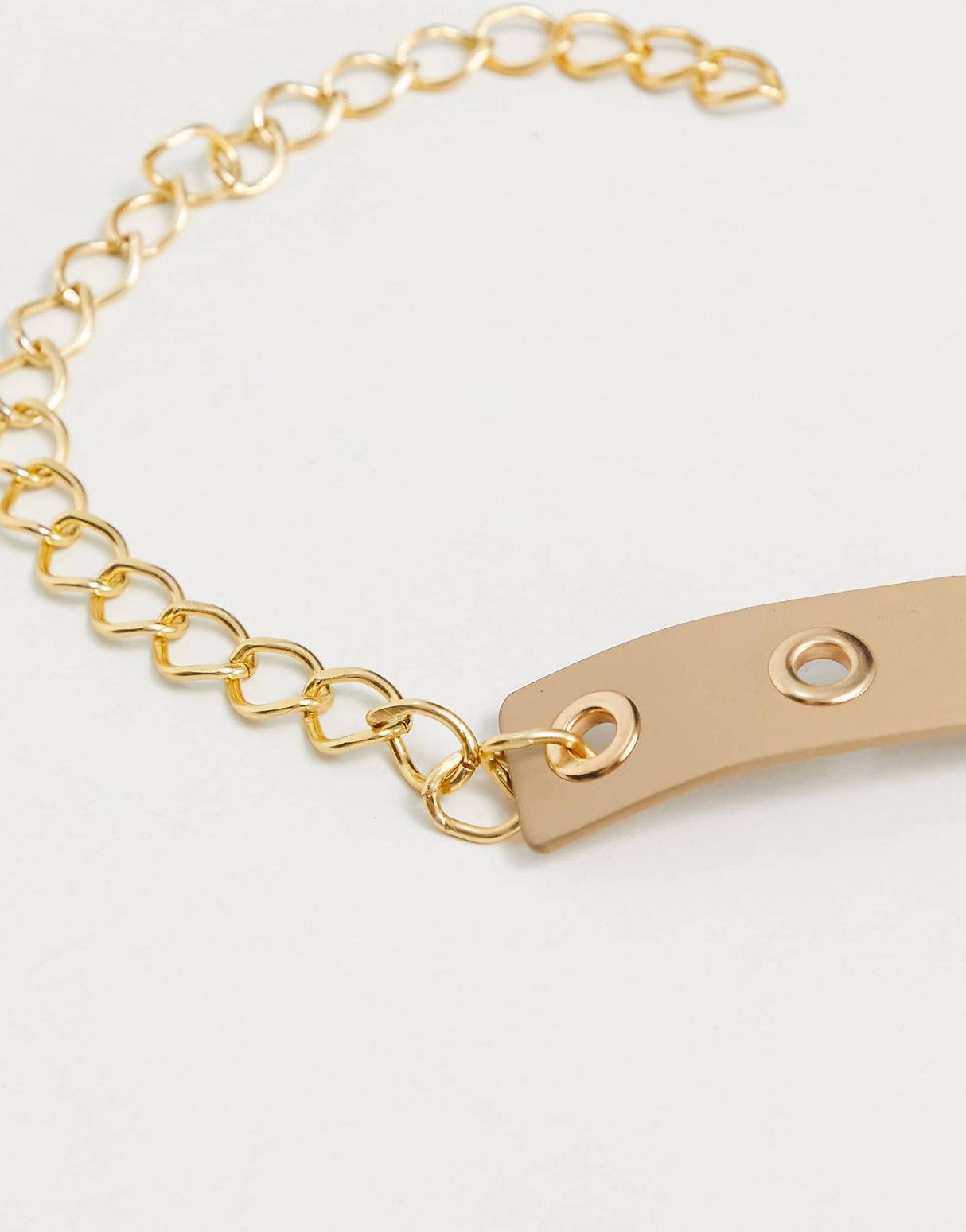 Asos Design Waist Belt With Eyelet And Chain Detail In Beige